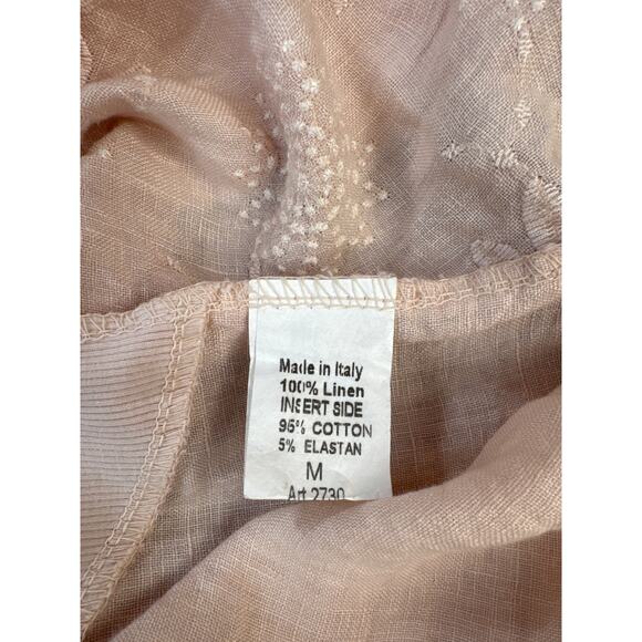 Terzo MillennioLinen Dress Mini Floral Embroidered Cottagecore Size Medium - Picture 6 of 9